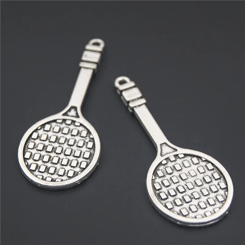 10pcs Charms Tennis Racket Pendant Silver Color Fit Bracelets Necklace