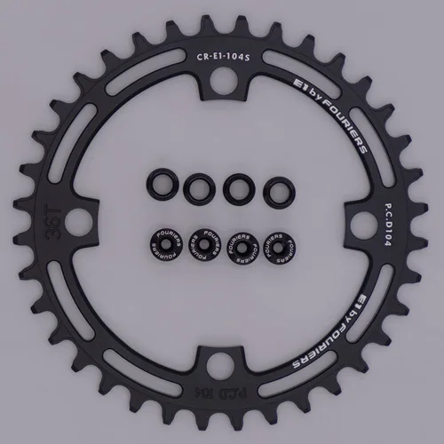 FOURIERS CR-E1-104S один узкая широкая цепь из колец цепь 1x9/10/11 Скорость MTB велосипеда передняя Звездочка BCD 104 мм(4 Болт) 36 38 40T - Цвет: Black 36T
