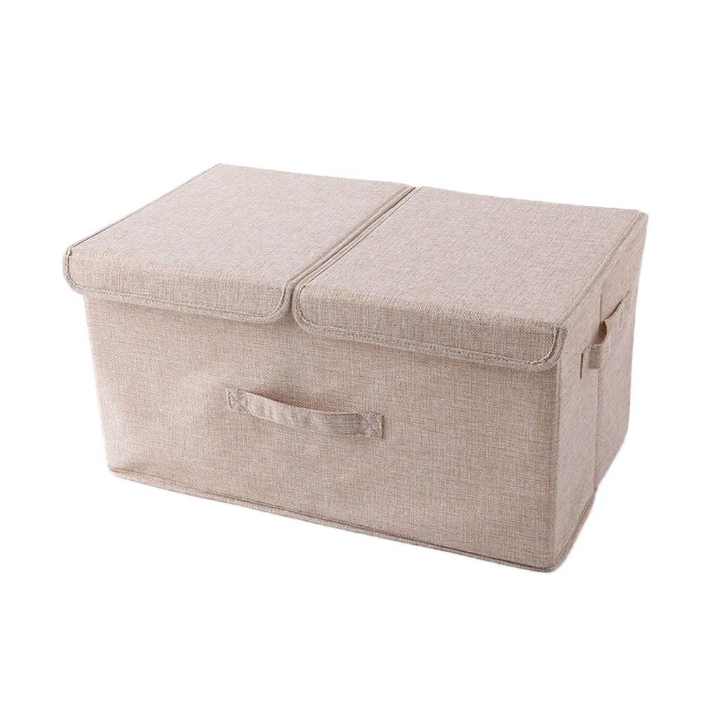 beige Двойная крышка ящики для хранения с крышками без запаха полиэфирная ткань прозрачные корзины для хранения контейнеры ящики с органайзером для детских игрушек - Цвет: beige