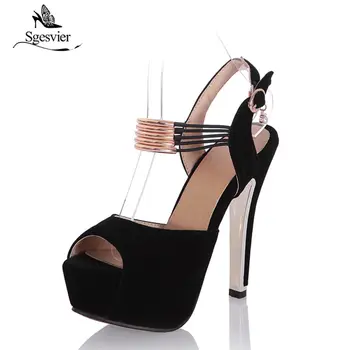 

Sgesvier Women High Heel Sandals Platform Shoes Party Wedding Thin Heels Sandal Fish Toe Footwear Woman Shoes Size 34-42 B324