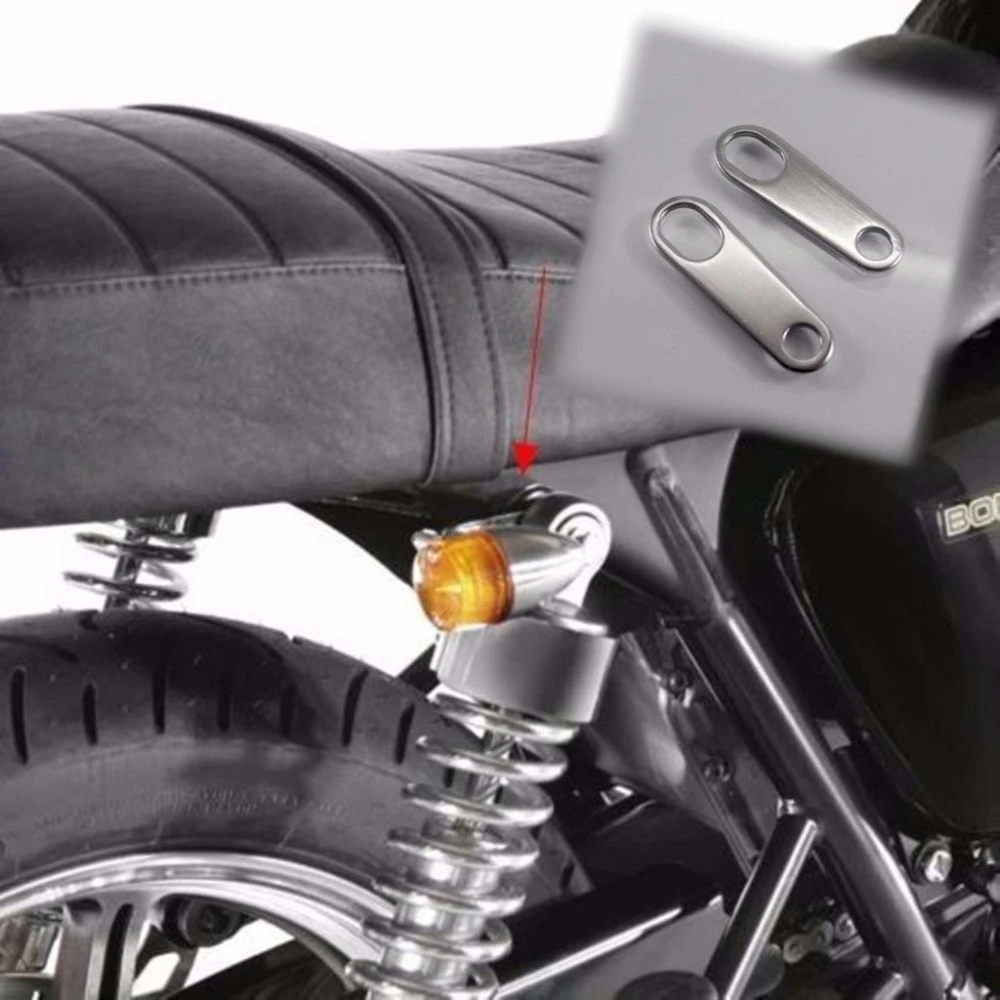 4-Pack Universal Motorcycle Turn Signal Relocation Brackets - L-Shape Black Metal Mounts - View #4