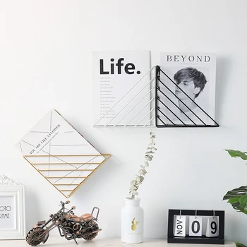 

Nordic Creative Wrought Iron Racks Organizer Multi-Function Home Living Room Bedroom Coffee Shop Wall Decoration Storage Rack