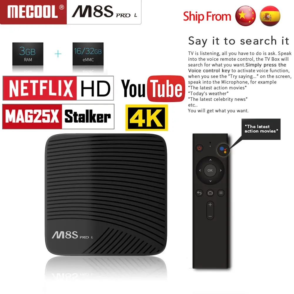 

MECOOL M8S PRO L Android 7.1 tv box Amlogic S912 3GB DDR3 16/32GB Rom 2.4G/5G WiFi Bluetooth H.265 4K smart tv box pk M8s Pro W