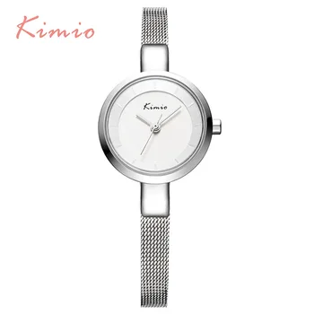 

KIMIO Small Round Dial Woven Mesh Band Quartz Women Watch Famous Luxury Brand 2018 Simple Casual Ladies Wrist Watches For Women