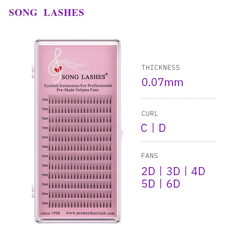 Song Lashes 0,07 толщина предварительно сделанные фен для придания объема предварительно завитые предварительно fanned 3D длинные Стволовые объем ресницы, наращивание ресниц предварительно завитые s