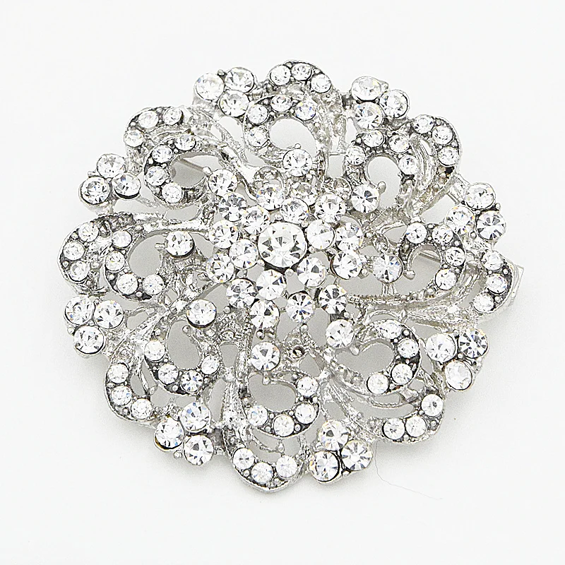 New Sprkling Rhinestone Brooch Round Shaped Amazing Alloy Crystal Pins