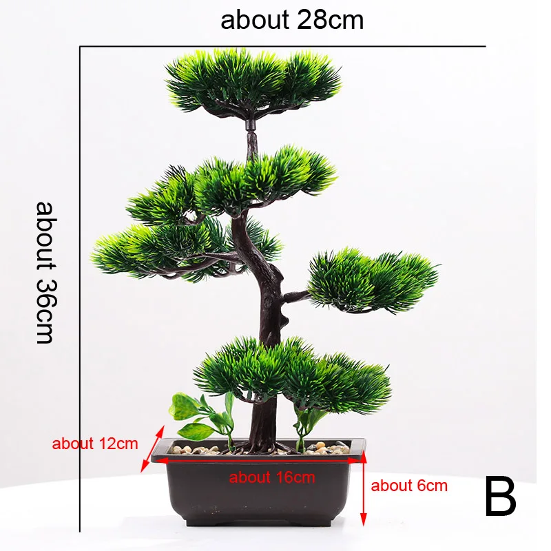 Моделирование украшения для бонсай поддельное дерево в горшках большие приветственные сосновые пластиковые поддельные растения в горшках моделирование сосны внутреннее украшение - Цвет: B