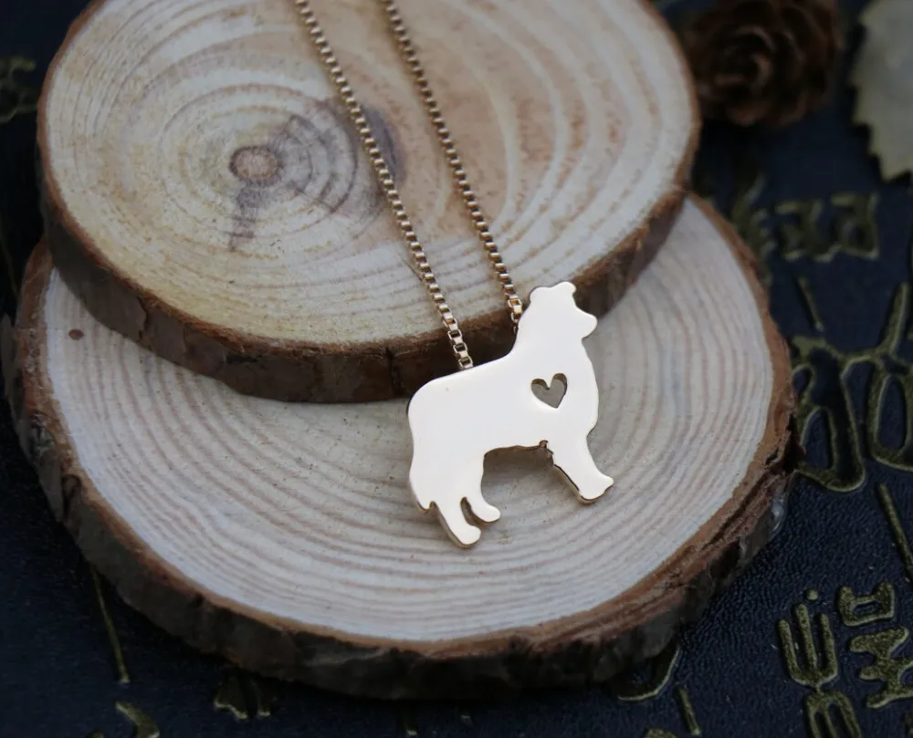 Gold & silber Border Collie shepherd dog pendant jewelry golden colors plated Fashion Classic