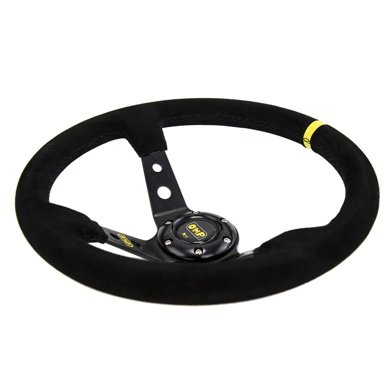 Volante de cuero de ante a la deriva de maíz profundo OMP de 14 pulgadas de 350mm/volante de carreras de coche Universal 3 /colores PQY-SW21 Volante de cuero de ante a la deriva de maíz profundo OMP de 14 pulgadas de 350mm/volante de carreras de coche Universal 3 /colores PQY-SW21