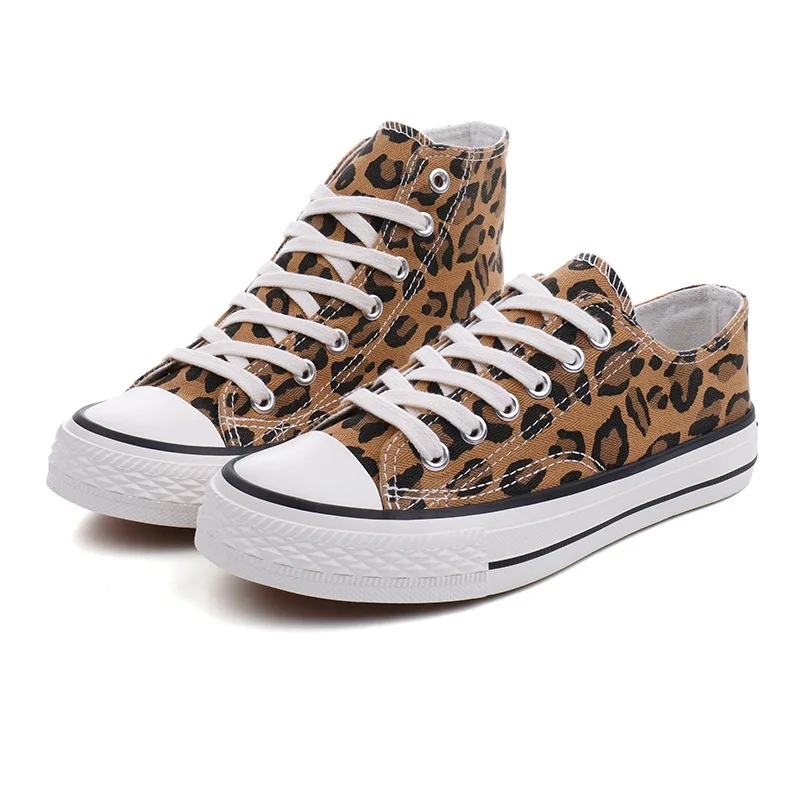 

2019 Spring Autumn New High Low Leopard Pattern Retro Canvas Shoes Female Korean Ins Tide Harajuku Ulzzang Skateboarding Shoes