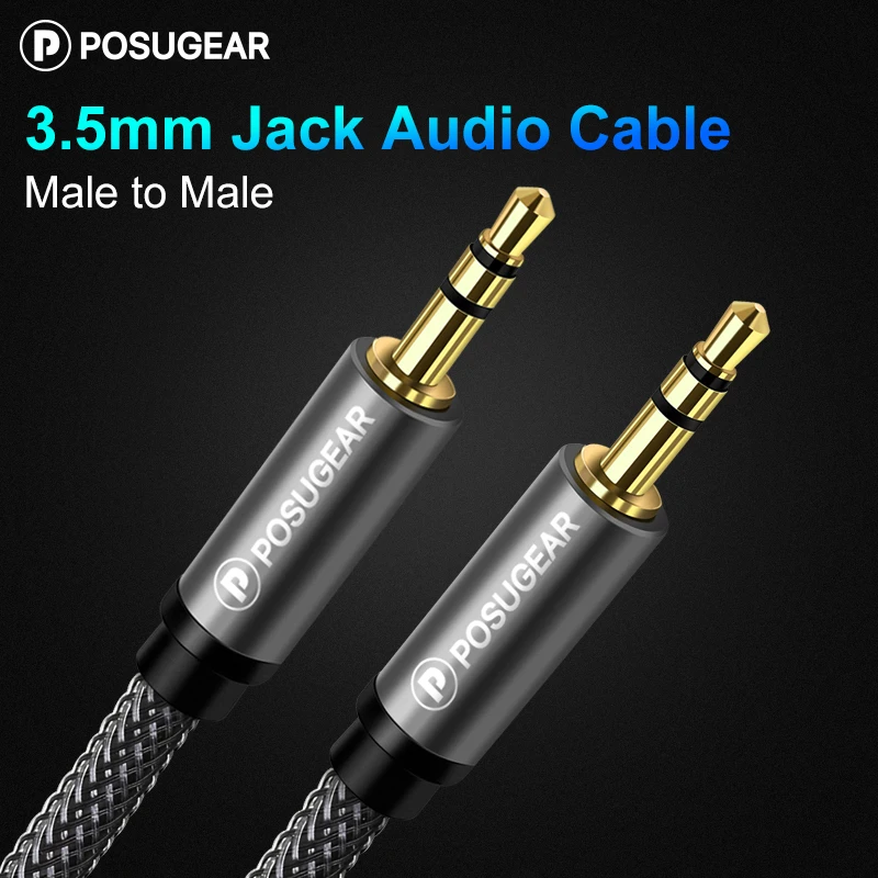 

Posugear 3.5mm to 3.5mm Jack Audio Cable Speaker Line Gold Plated Aux Cable Cord for Car Headphone Mobile Phone 3.5 Male to Male