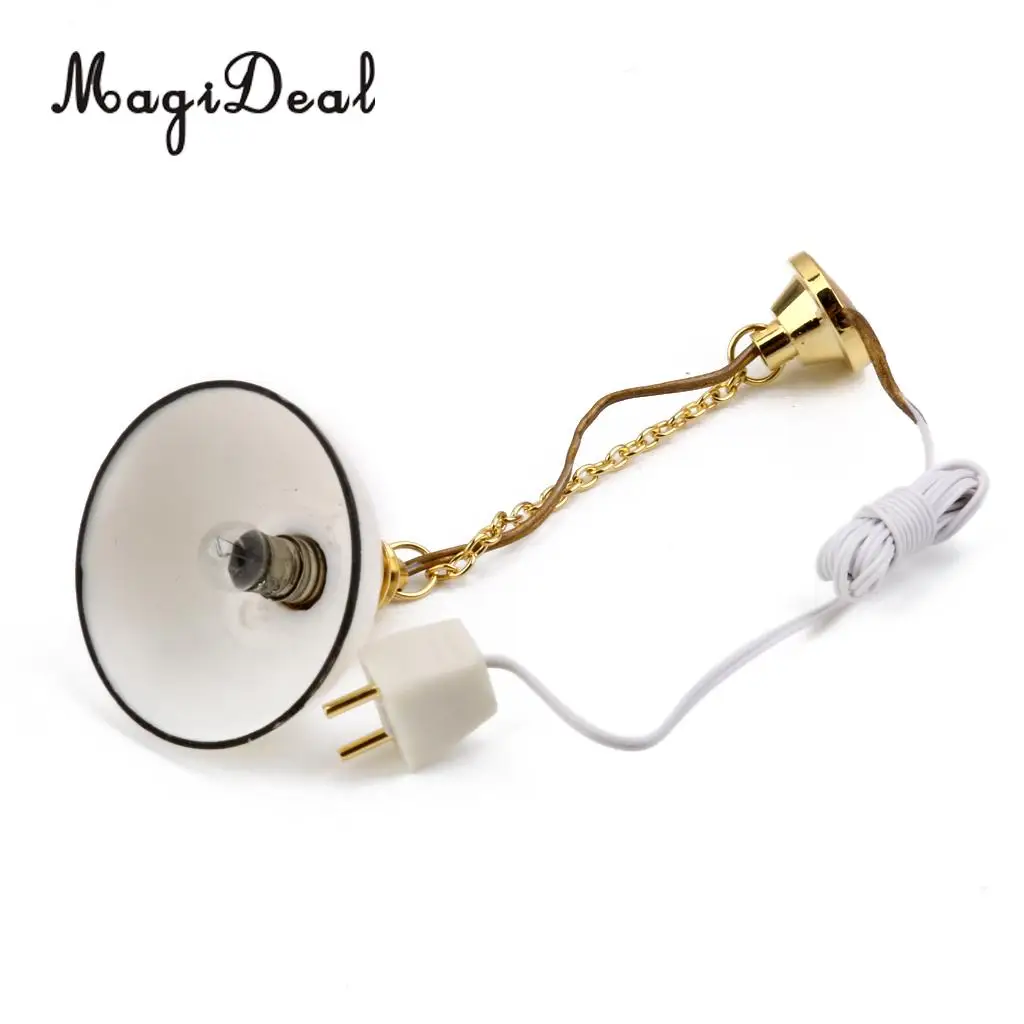MagiDeal 1Pc 1/12 Dollhouse Miniature Furniture 12V Ceiling Lamp Light for Bedroom Livingroom Bathroom Lovely Decor Golden Acce