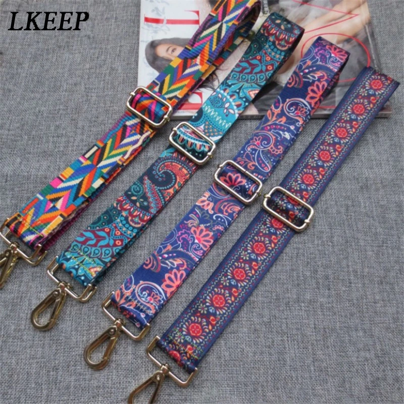 Women Handbags Strap Folk custom Colorful Long Shoulder Strap Gold