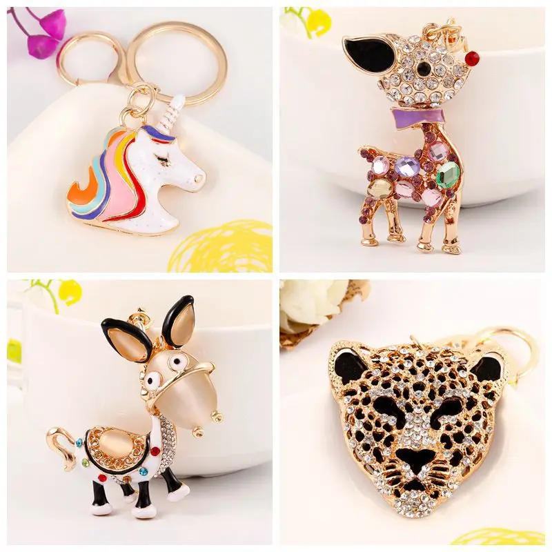 Enthusiastic 2pcs/lot Coloured Drill Donkey Horse Keychain Pendant Lobster Clasp Buckle Diy For Home Component Key Button Pendant Ornament Arts,crafts & Sewing Home & Garden