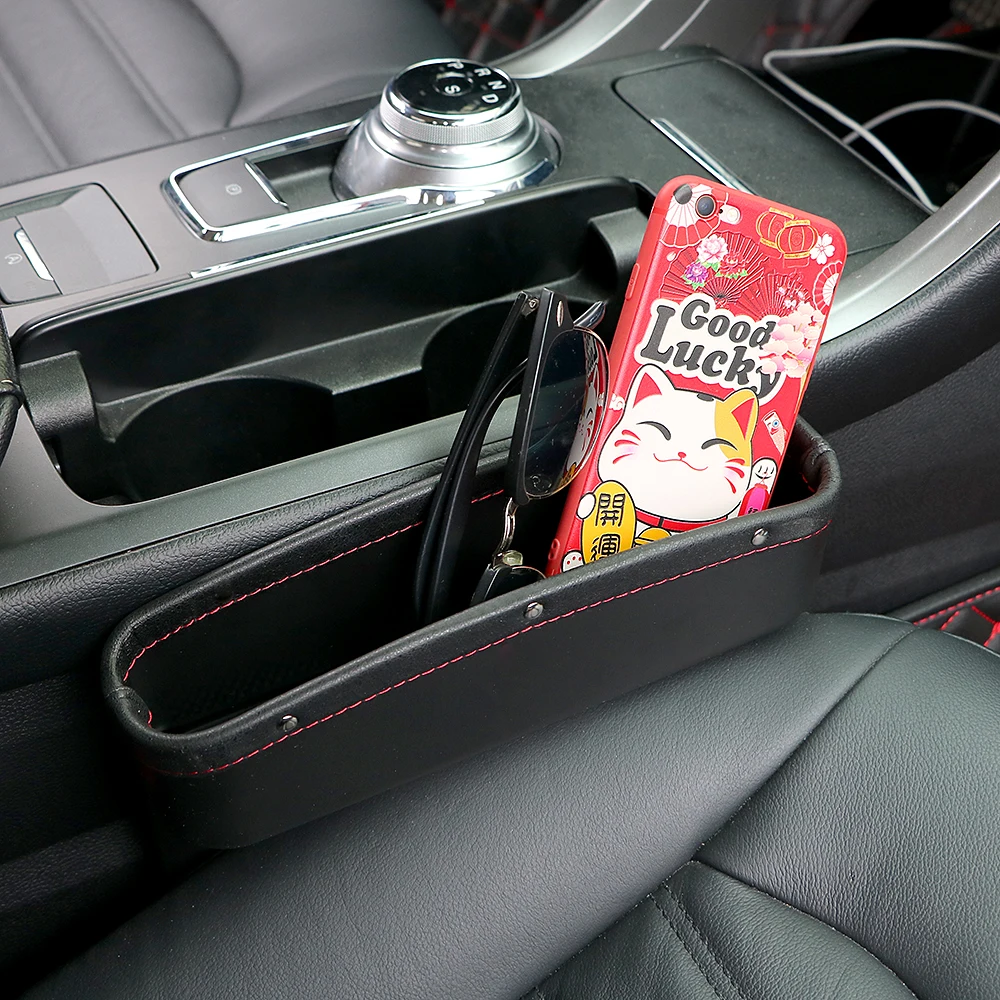 YOSOLO Car Organizer Auto Seat Gap Pocket Organizers Phone Cigarette Holder Stowing Tidying Seat Crevice Storage Box PU Leather