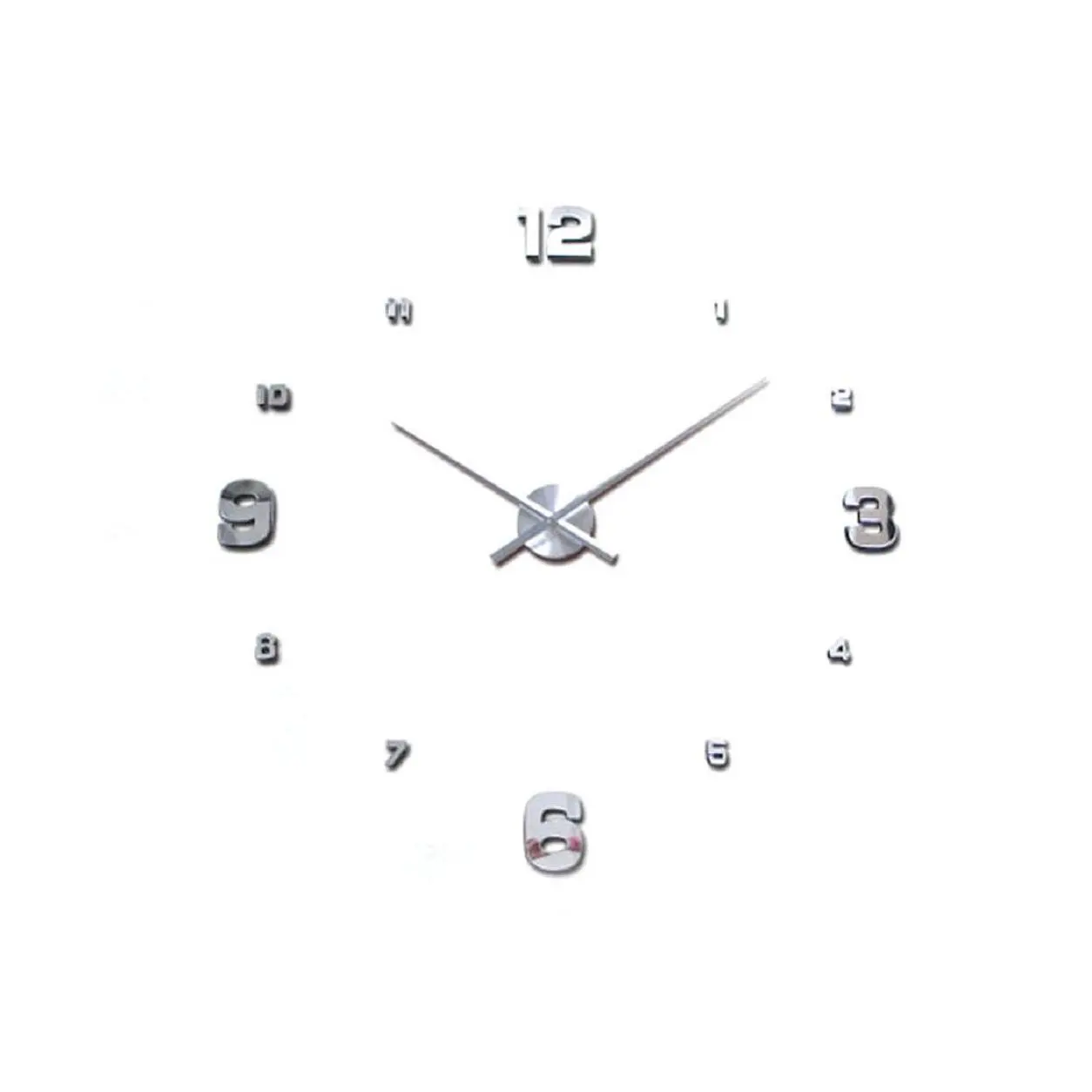

Adhesive Wall Clock, Luxury 3D DIY Large Mirror Wall Clock (Silver)