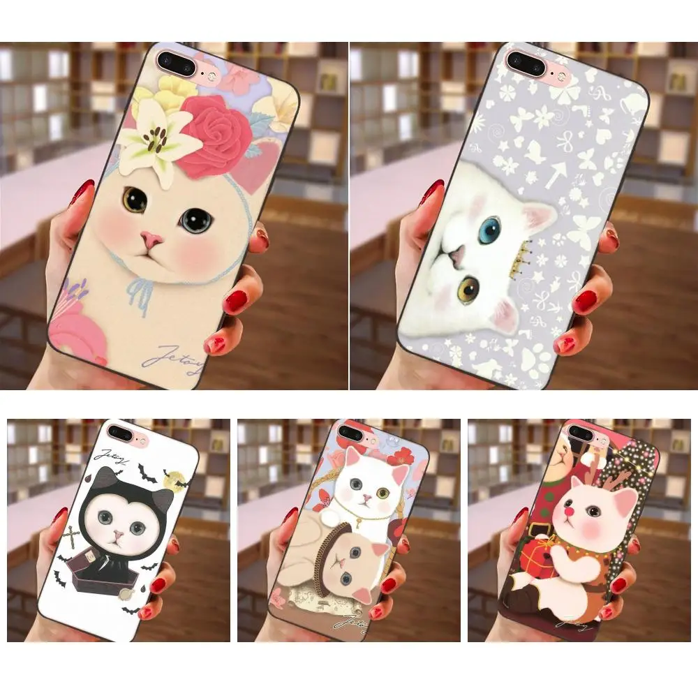 

For Apple iPhone 4 4S 5 5S SE 6 6S 7 8 Plus X XS Max XR Soft Silicone TPU Black Cell Phone Jetoy Cat