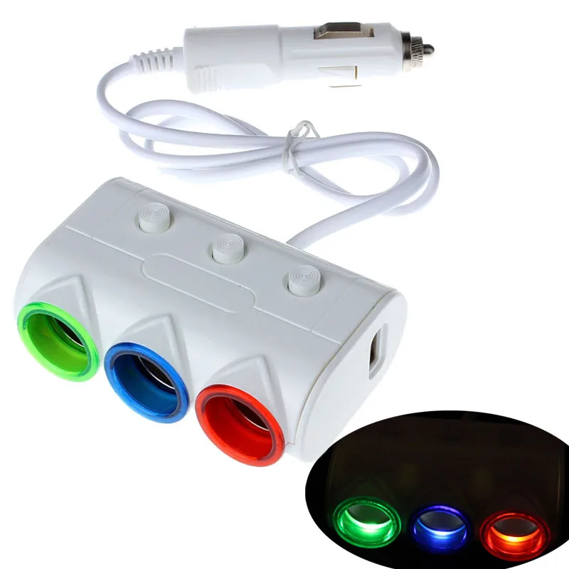 Willtoo 2 USB сигареты 3 Way светодиодный автомобильный световой разъем сплиттер Зарядное устройство Мощность автомобильный адаптер для iPhone samsung Tablet Быстрый Зарядное устройство