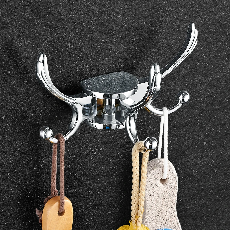 Modern Gold Robe Hooks Silver Polished Chrome Rotating Clothes Hooks