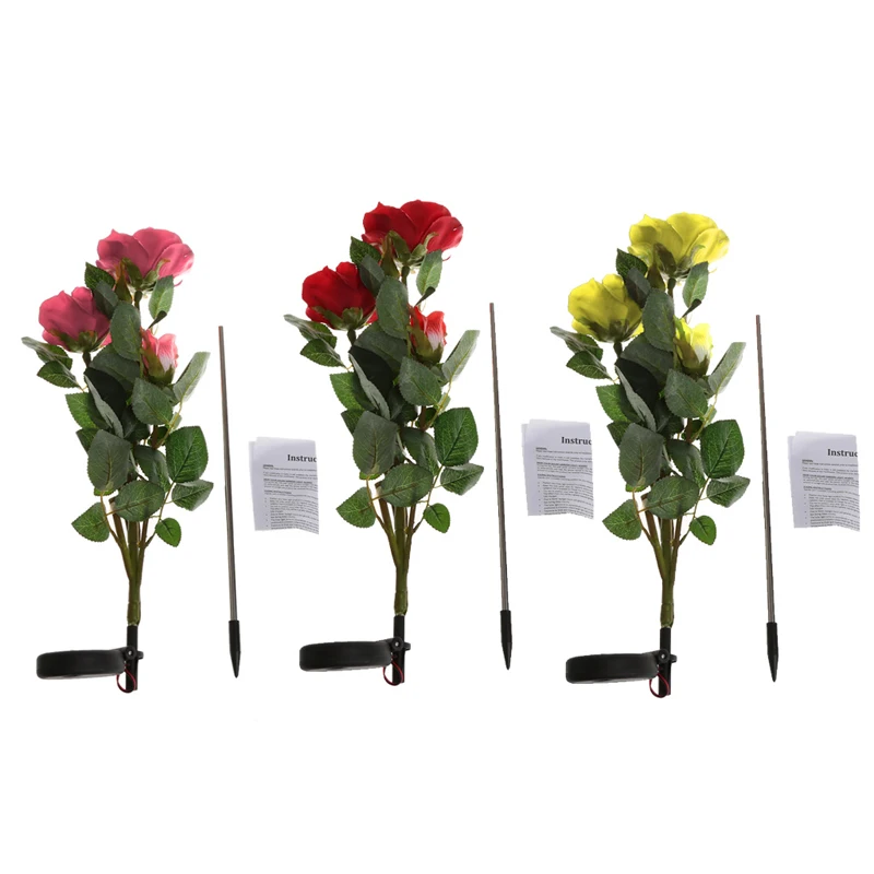 

Solar Powered 3 LED Rose Flower Garden Night Light Lamp Outdoor Party Decor 2018 New