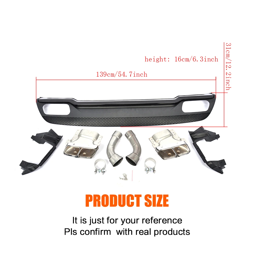 PP заднего бампера для губ Диффузор автомобиля глушитель выхлопной для Mercedes Benz- A260 к A45