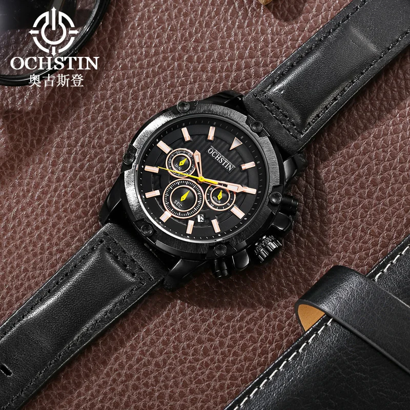 

OCHSTIN Fashion Men's Sporty Watches Top Brand Luxury Male Sports Wristwatch Waterproof Date Calendar Black Watches Gents Clock