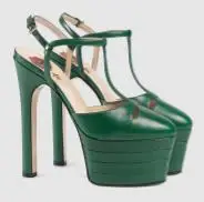 Пикантные модные туфли на очень высоком каблуке 16 см; непромокаемые сандалии на платформе; женская летняя обувь; сандалии с металлическими украшениями; большие размеры - Цвет: Зеленый