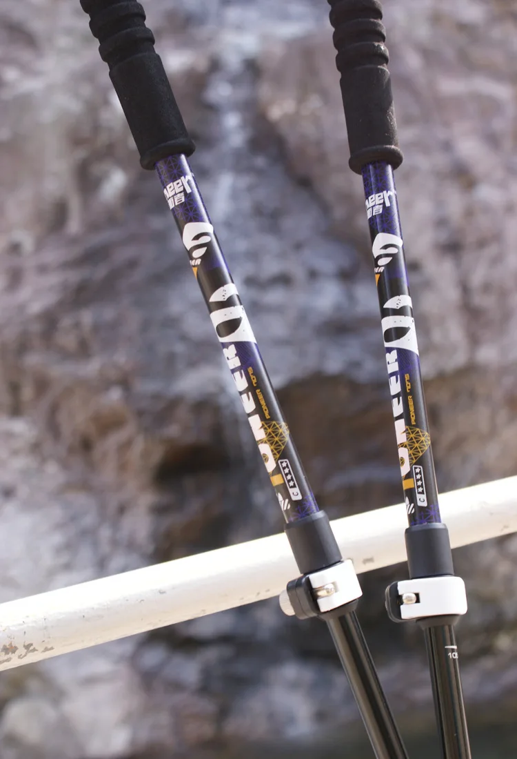 Fibra de Carbono de Alumínio de Escalada de Acampamento Lote Pioneiro Bloqueio Externo Ajustável Caminhadas Bengala Pólo Trekking Caminhada Cana 2 Pçs - 7 Fibra De Carbono de Alumínio de Escalada