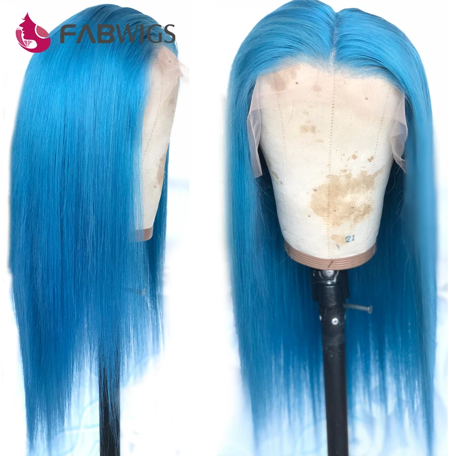 Искусственные волосы Fabwigs синие кружевные фронтальные с прямыми прядями
