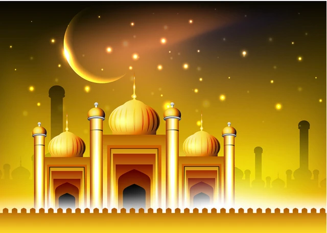 10x10FT Ramadhan Kareem Crescent Moon Golden Mosque 