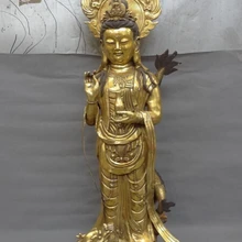 Bi002670 4" Китайский Бронзовый Свинка Молиться Стоя KwaYin Гуань Инь Пот Езды Дракона Статуя