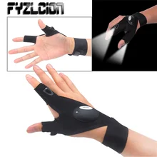 Одна деталь перчатки без пальцев с светодиодный свет светящиеся перчатки Кемпинг Охотничьи перчатки влево/правой Рыбная ловля волшебные перчатки