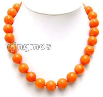 

qingmos 13-14mm round Pink Natural Coral 18" Chokers Necklace for women With Lovely Shining Clasp -5214_4 whole/retail Free ship