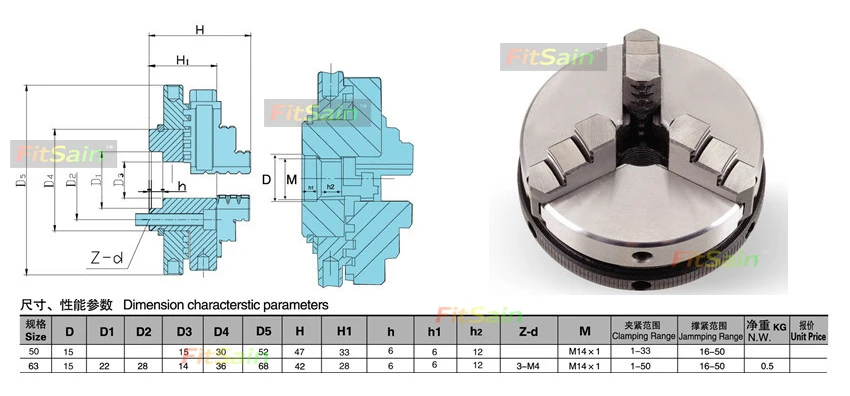 FitSain-3-jaw трехкулачковый k01-50 токарный патрон M14x1 Самоцентрирующийся ручной тугой патрон 50 мм резьба деревообрабатывающий токарный станок аксессуары