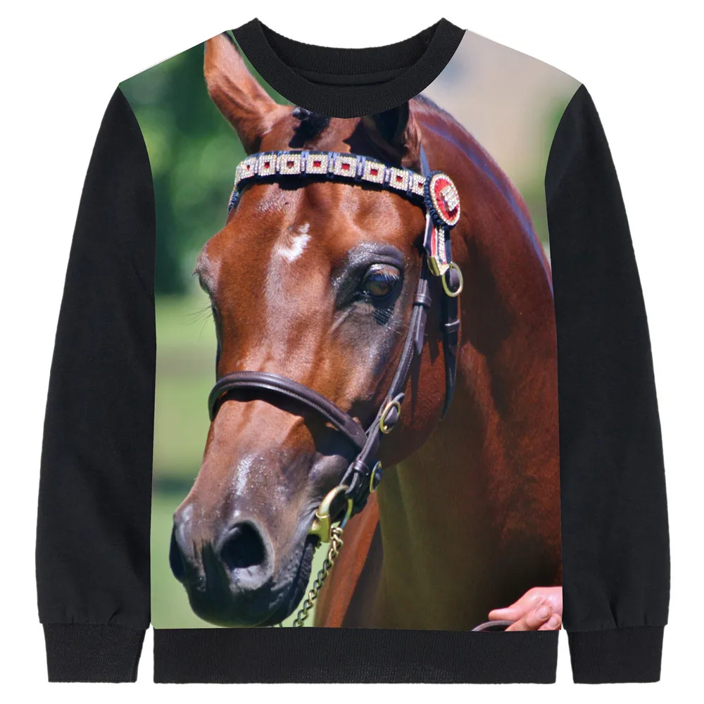 kids clothing tees Brown horse printing tops baby girl brand Long