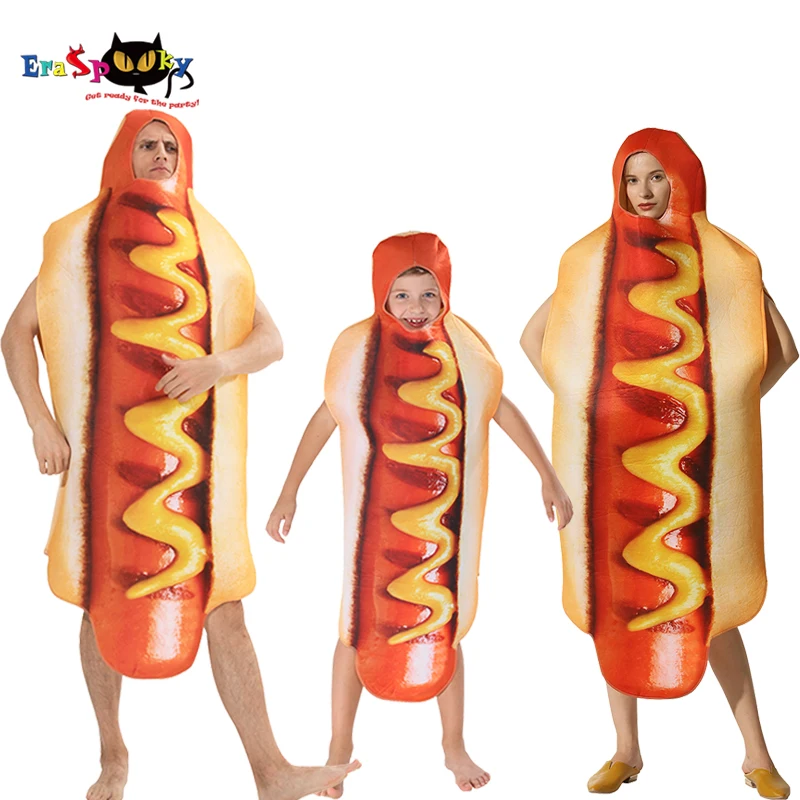 Skup Męskie śmieszne 3D drukuj kiełbasa kombinezon jedzenie gorące psie kostiumy dziecięcy kostium na halloween dorosły festiwal rodzina pasujące przebranie