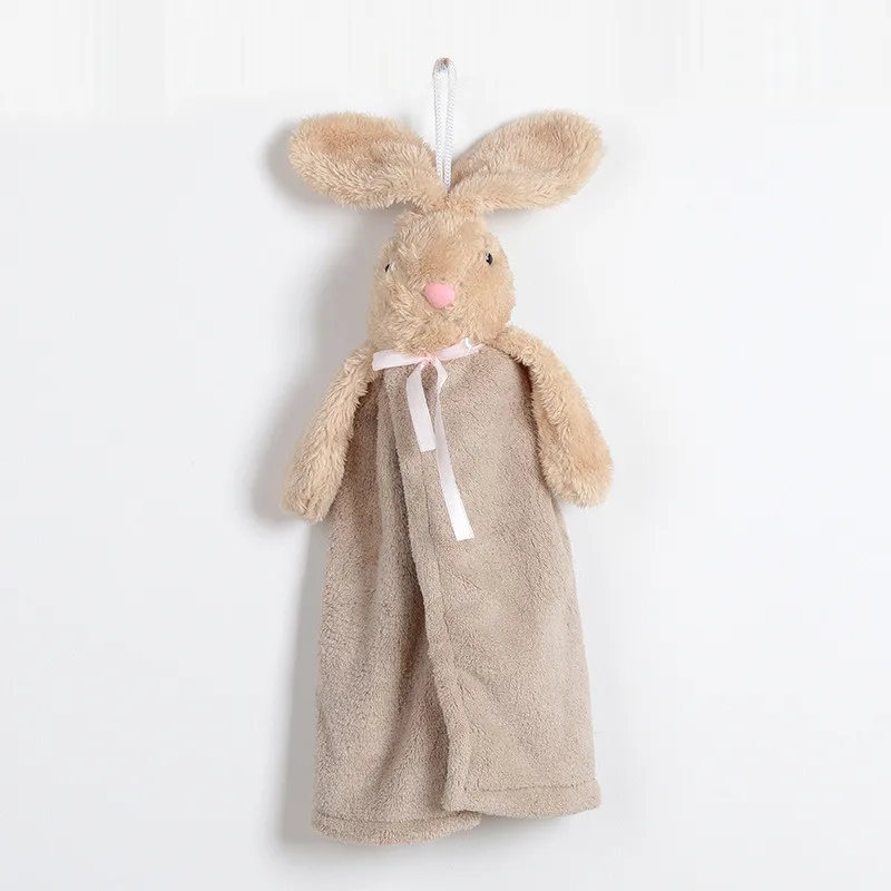 Полотенце с милым кроликом/медведем, мягкое полотенце для рук из полиэстера/хлопка, детское полотенце с чистыми сухими руками для кухни, ванной комнаты, мультяшная ткань - Цвет: 2