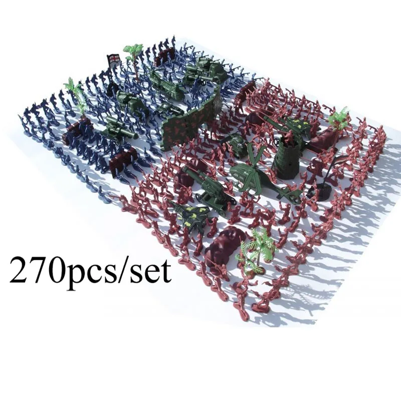 

Free shipping Children 80 years nostalgic toys children who WWII soldier military model kit sand table model 270 pcs/set