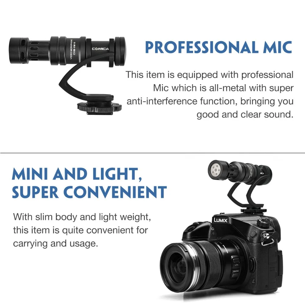 Comica CVM VM10 II Мини направленный видео микрофон с ветровой муфтой для DSLRs и