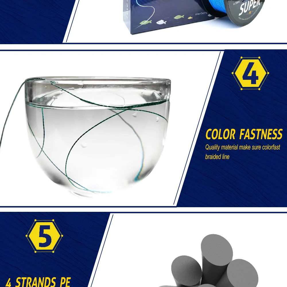 Linha de Pesca Fios de Linha de Pesca Redmeet 500 m Super pe Linha Amarela e cinza e verde e azul e multicolor Trançada Multifilamento 4 Fios de 11 pesca multifilament 4 fios linha de pesca