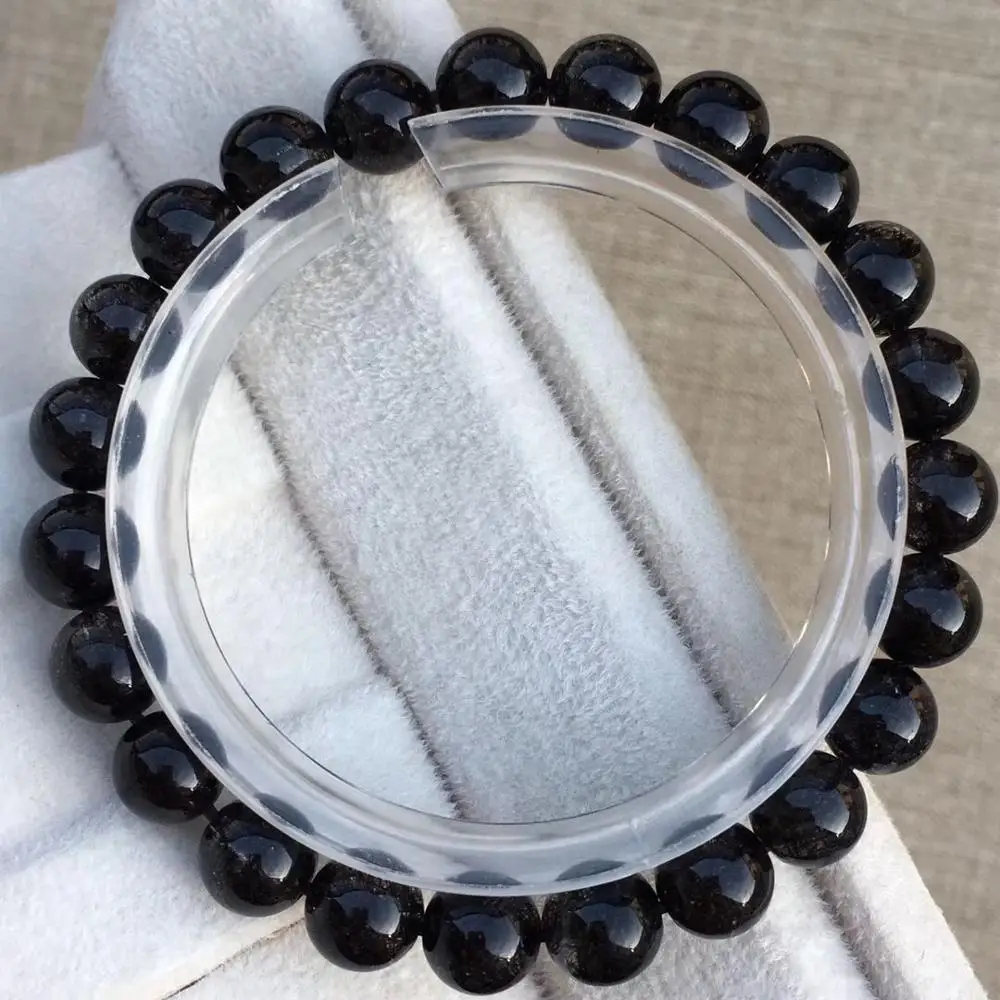 

8mm Natural Black Strong Hair Rutilated Bracelet Jewelry For Women Men Anniversary Love Gift Round Beads Crsytal Bracelet AAAAA