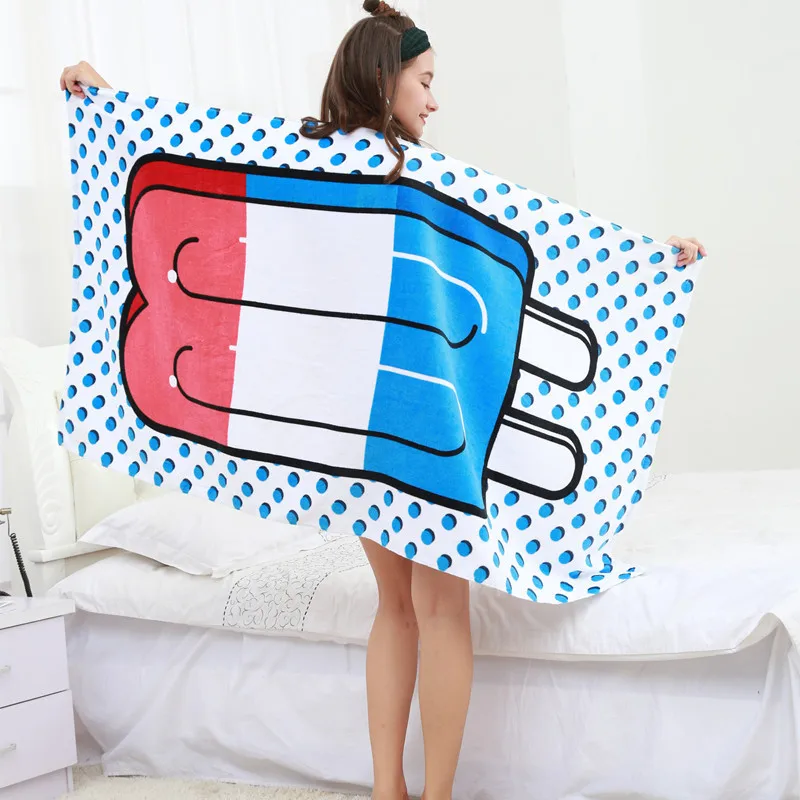 100 Cotton Ice cream pattern reactive print sheared towel super