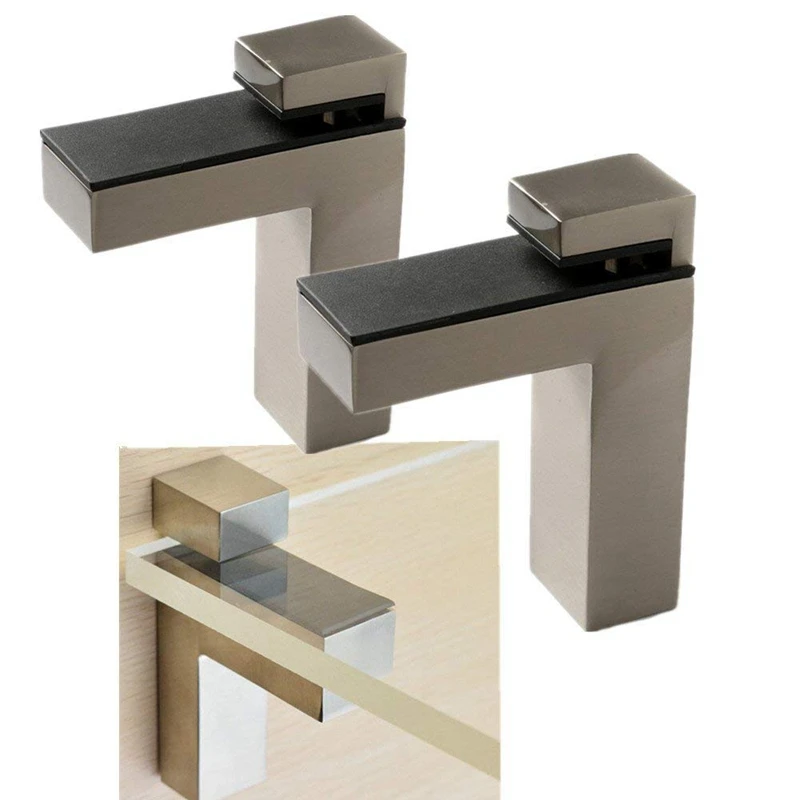 2pcs Adjustable Glass Clamp Solid Metal Wood/Glass Shelf Bracket Wall Mount Shelf Clamp Clip Furniture Hardware Fittings 2pcs Adjustable Glass Clamp Solid Metal Wood/Glass Shelf Bracket Wall Mount Shelf Clamp Clip Furniture Hardware Fittings