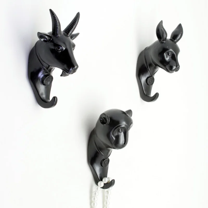 

Resin Coat Hooks Wall Hanger Wall Mounted Coat Hat Robe Hook Door Bathroom Towel Clothes Hanger Black Color Zodiac Design