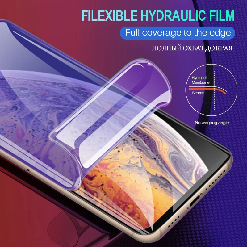 100D полная защита экрана Гидрогелевая пленка для IPhone 8 6 6s 7 Plus Защитная X XR XS Max