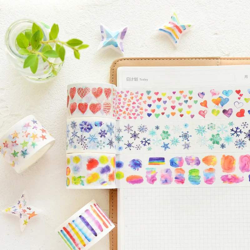 

20 pcs/Lot Star Love Dot Snow masking tapes sticker 3cm Decoration color paper washi tape Stationery School supplies FJ349