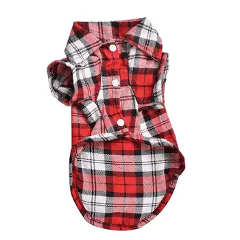 

Top Plaid Grid Shirt Revers Costume Dog Clothes Festival T-shirt Autumn Spring Dog Clothes Cat