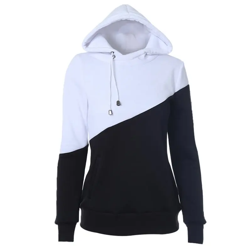 

Casual Black Hoodie Women Harajuku Patchwork Fashion Basic Hoodies Spring Autumn Hooded Top Ladies Streetwear Fitness Sweatshirt