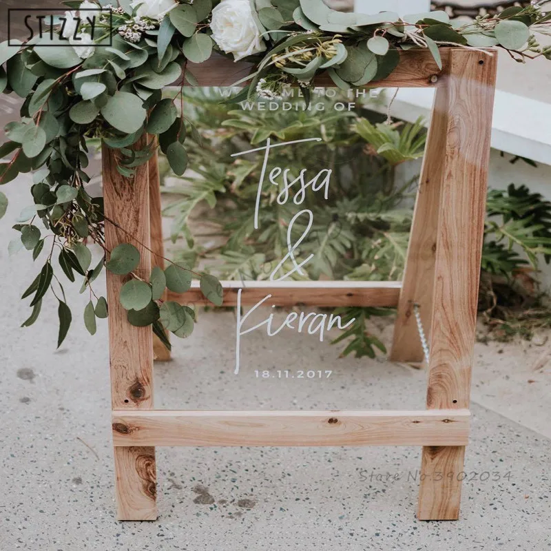 

STIZZY Wall Decal Simple Wedding Decoration Personalized Bride Name Vinyl Wall Sticker Window Adhesive Romantic Party Decor A892