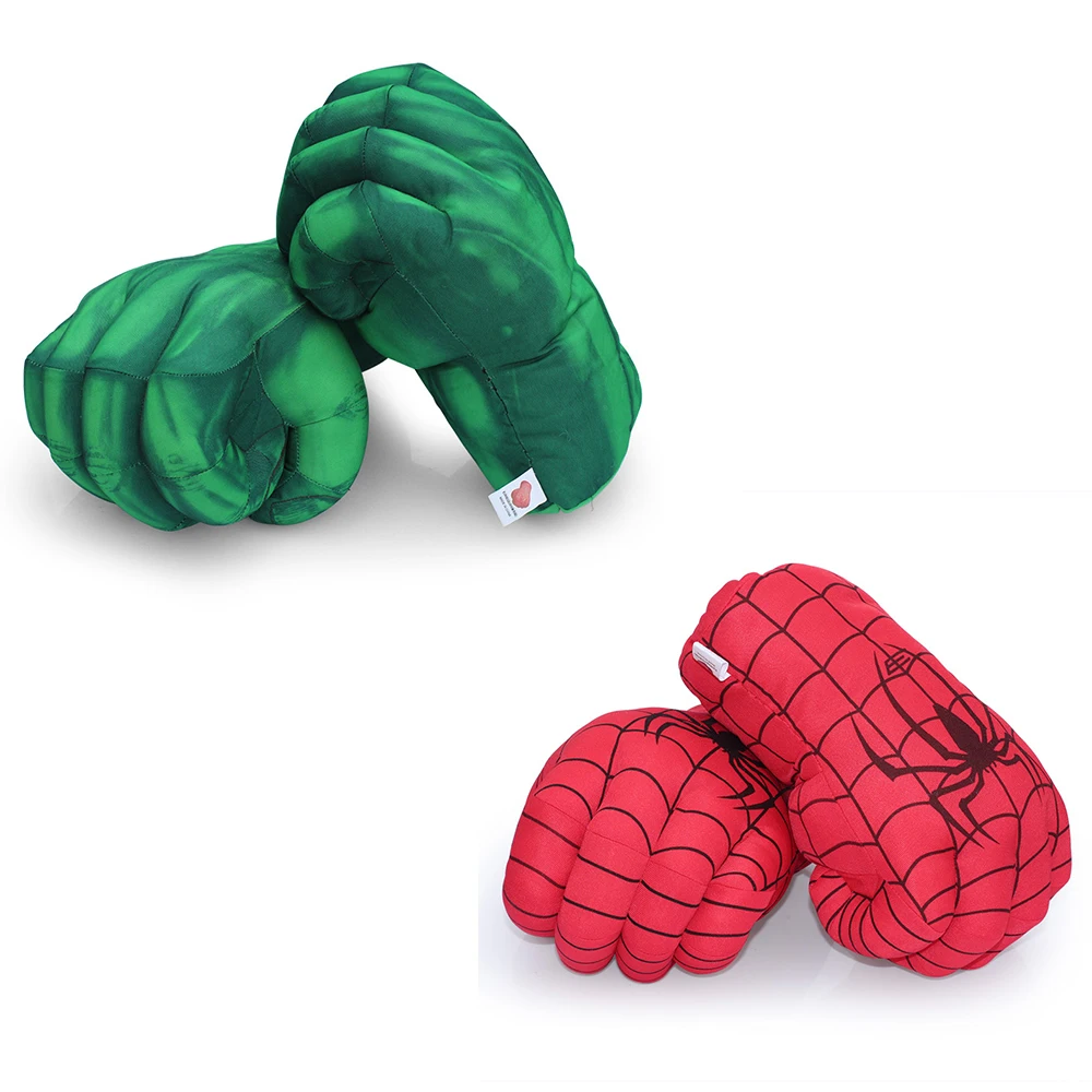 

13'' Incredible Hulk Smash Hands + Spider Man Plush Gloves Spiderman Performing Props Toys Action Figure